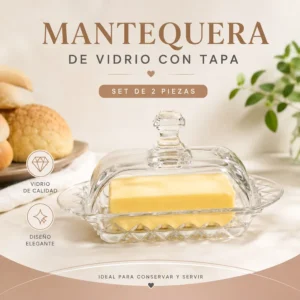 Mantequera de vidrio con tapa