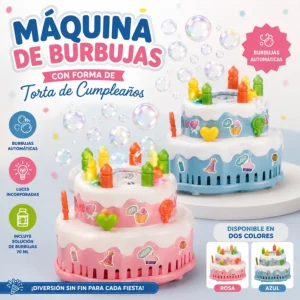 Máquina de burbujas con forma de torta de cumpleaños