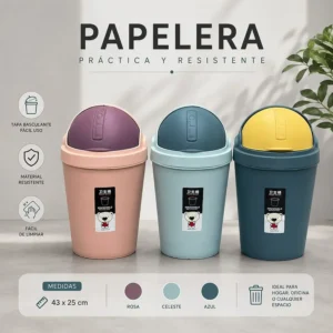 Papelera De Plástico Resistente Con Tapa