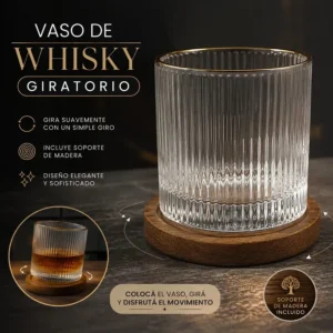 Vaso De Whisky Giratorio Con Base De Madera
