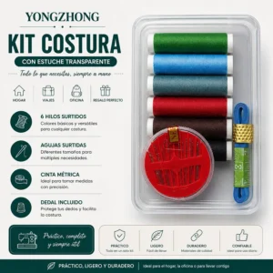 Kit de costura con estuche transparente