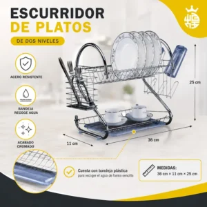 Escurridor de platos de 2 niveles