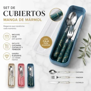 Set de cubiertos de manga de mármol