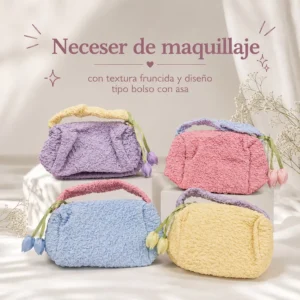 Neceser de Maquillaje Textura Fruncida con Asa