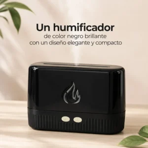 Humidificador Negro Brillante Compacto con Llama
