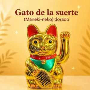 Gato de la Suerte Maneki-Neko Dorado
