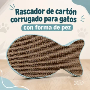 Rascador de Cartón Corrugado para Gatos con Forma de Pez