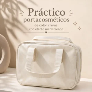 Portacosméticos Crema Efecto Marmoleado con Asa