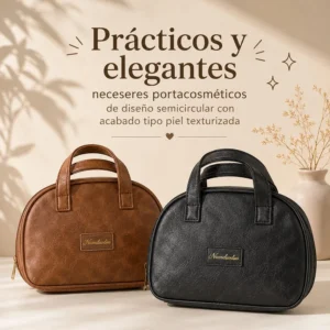 Neceser Portacosméticos Semicircular Cuero Texturizado Nianduoduo