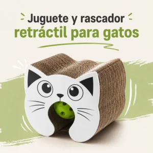 Rascador de Cartón para Gatos con Juguete Retráctil