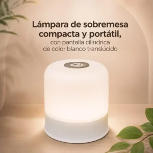 Lámpara de Sobremesa Cilíndrica Portátil Blanca Translúcida