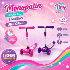 Monopatín 3 ruedas unicornio
