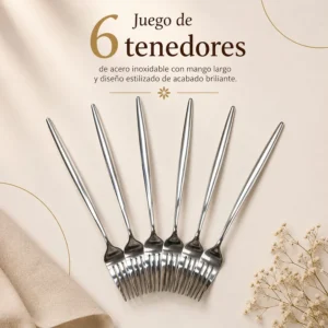 Juego de 6 Tenedores de Acero Inoxidable Mango Largo