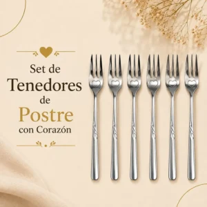 Set de Tenedores de Postre con Corazón (plateados)