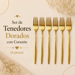 Set de Tenedores Dorados con Corazón (6 piezas)