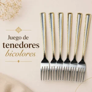 Juego de Tenedores Bicolores de Acero Inoxidable