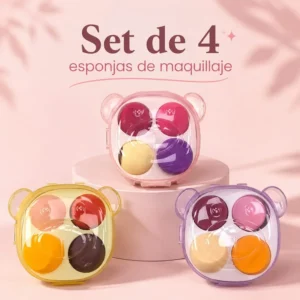 Set de 4 Esponjas de Maquillaje con Estuche Diseño Osito