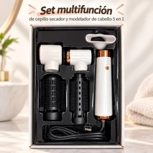 Set Multifunción Cepillo Secador y Modelador de Cabello 5 en 1 Blanco