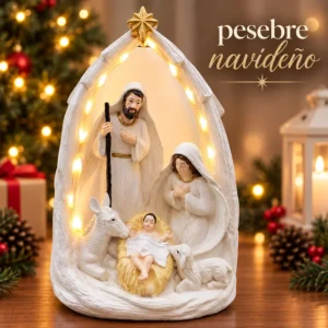 Pesebre Navideño con Establo y Luces LED