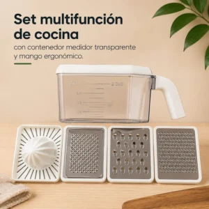 Set Multifunción de Cocina con Rallador y Contenedor Medidor