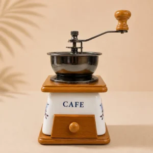 Molinillo de Café Manual Vintage de Madera y Cerámica