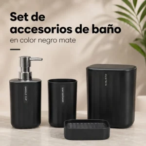 Set de Accesorios de Baño Negro Mate 4 Piezas