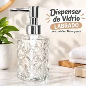 Dispenser de Vidrio Labrado para Jabón o Detergente