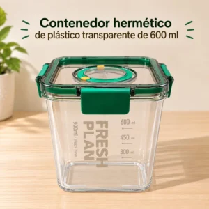 Contenedor Hermético de Plástico Transparente 900ml