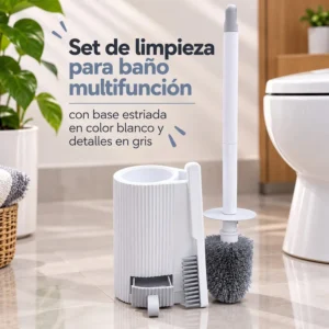 Set de Limpieza para Baño Multifunción con Base Estriada