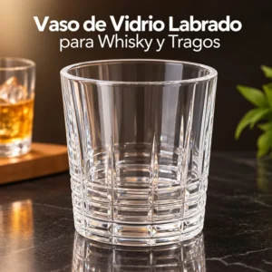 Vaso de Vidrio Labrado para Whisky y Tragos