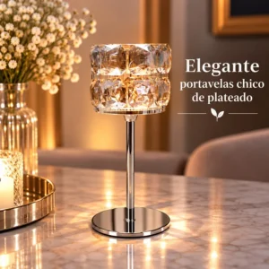 Portavelas Chico de Cristal Plateado