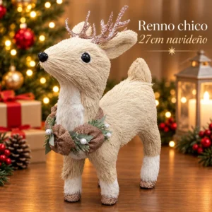 Reno Navideño Decorativo Chico 27cm con Corona de Flores