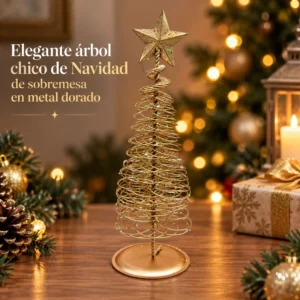 Árbol de Navidad Chico de Sobremesa Metal Dorado