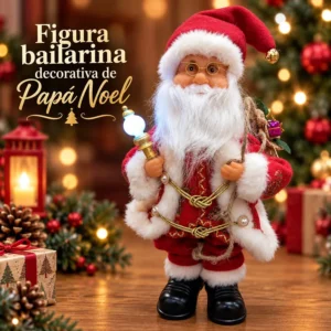 Figura Bailarina Decorativa de Papá Noel con Bastón Luminoso