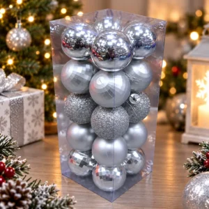 Set de Esferas Navideñas Plateadas Disco