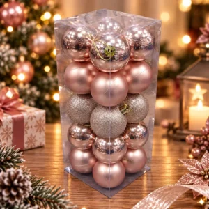 Set de Esferas Navideñas Rosa