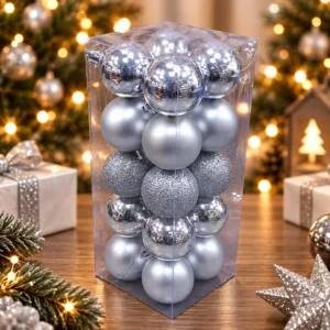 Set de Esferas Navideñas Plateadas