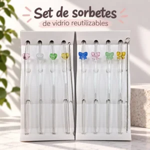 Set de Sorbetes de Vidrio Reutilizables con Dijes