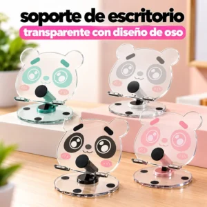 Soporte de Escritorio Transparente con Diseño de Oso