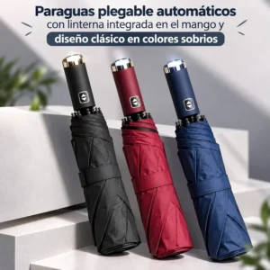 Paraguas Plegable Automático con Linterna Integrada
