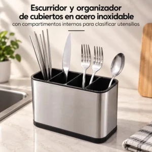 Escurridor y Organizador de Cubiertos de Acero Inoxidable
