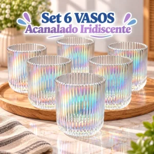Set de 6 Vasos Acanalados Iridiscentes