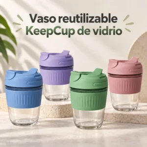 Vaso Reutilizable KeepCup de Vidrio con Tapa de Silicona