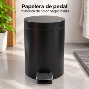 Papelera de Pedal Cilíndrica Negro Mate