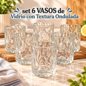 Set de 6 Vasos de Vidrio con Textura Ondulada