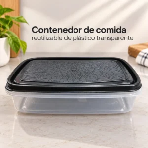 Contenedor de Comida Reutilizable Rectangular con Tapa Labrada