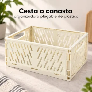 Cesta Organizadora Plegable de Plástico Blanca