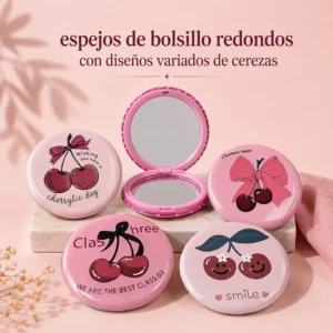 Espejo de Bolsillo Redondo Diseño Cerezas