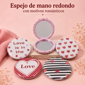 Espejo de Mano Redondo Diseño Corazones
