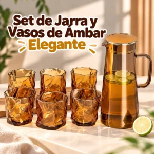 Set de Jarra y Vasos de Ámbar Elegante